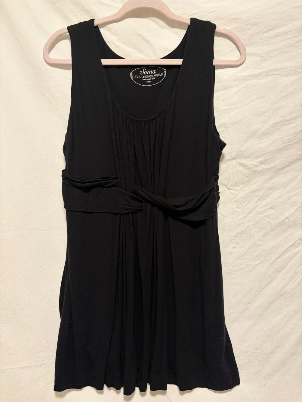 VGUC Soma Black Sleeveless Knot-Front Tunic Large